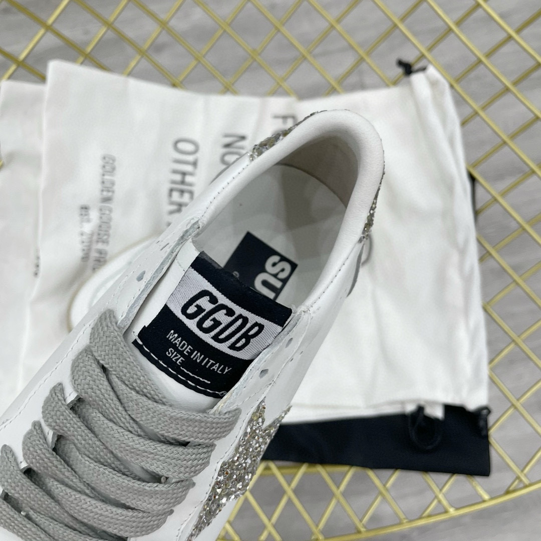 2024 Unisex GGDB White Silver Leather Low Top Sneakers MJ00260