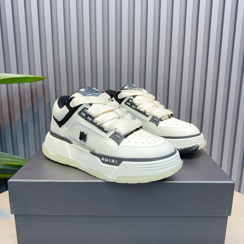 2024 Unisex Amiri White Black Leather Sneakers MJ00360