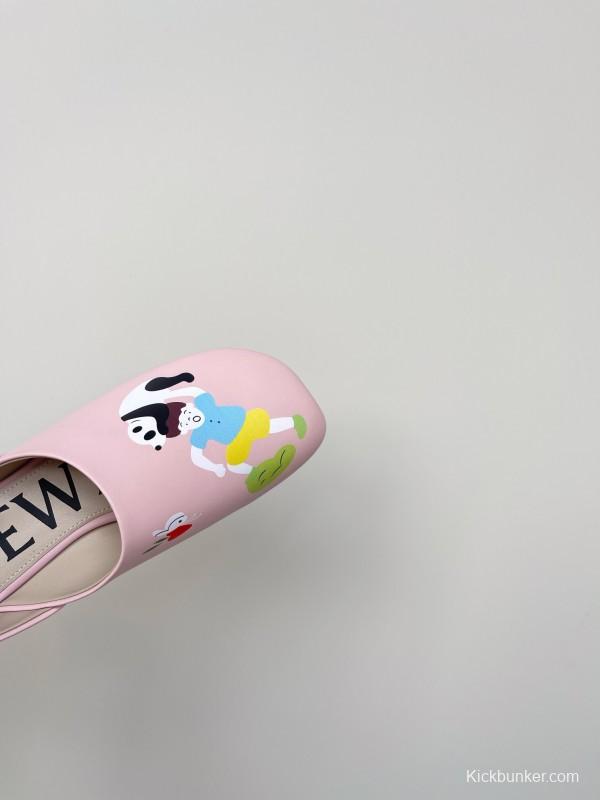 2025 Women Loewe Pink Leather Slippers LY00270