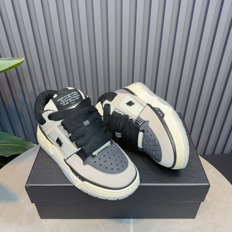2024 Unisex Amiri Black White Grey Leather Mesh Sneakers MJ00360