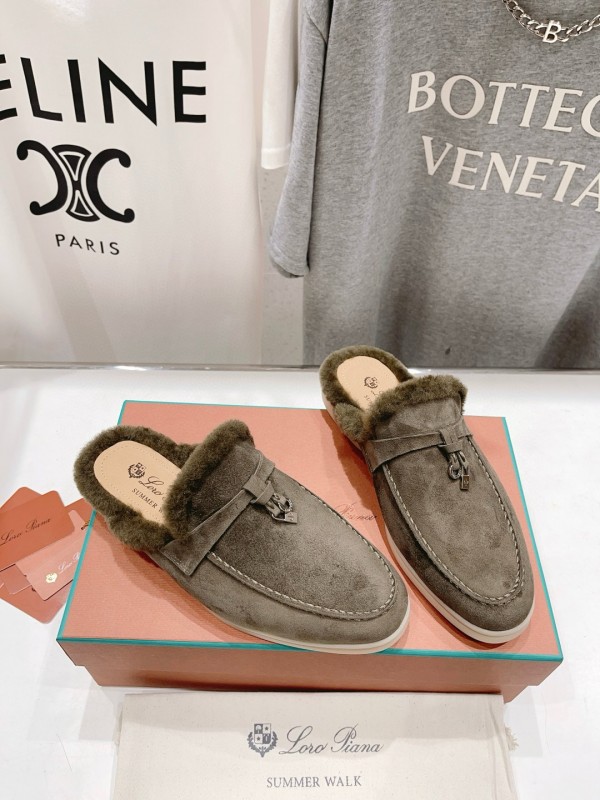 2024 Unisex LP Taupe Suede Shearling Loafers MJ00300(Women)/MJ00300(Men)