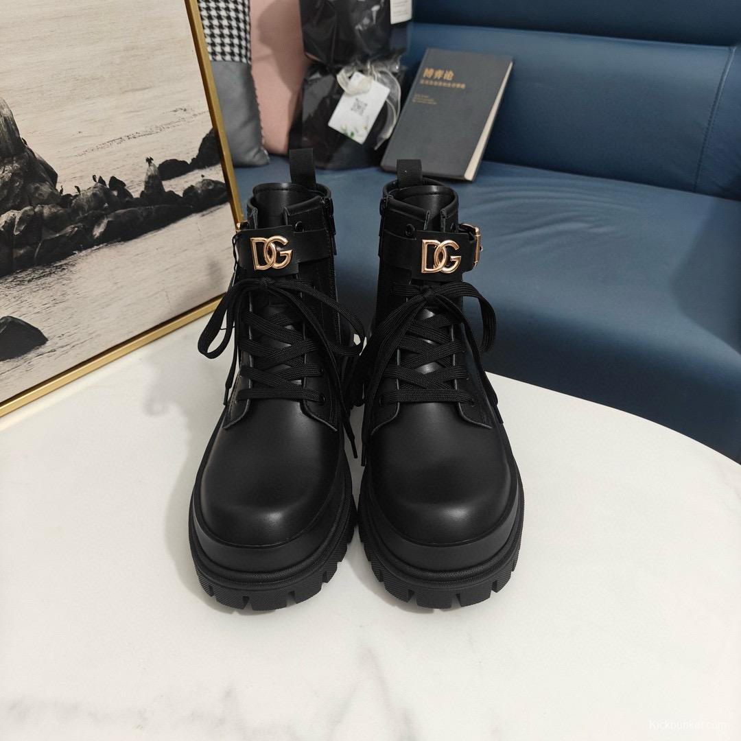2024 Women Dolce & Gabbana Black Leather Ankle Boots DG00678
