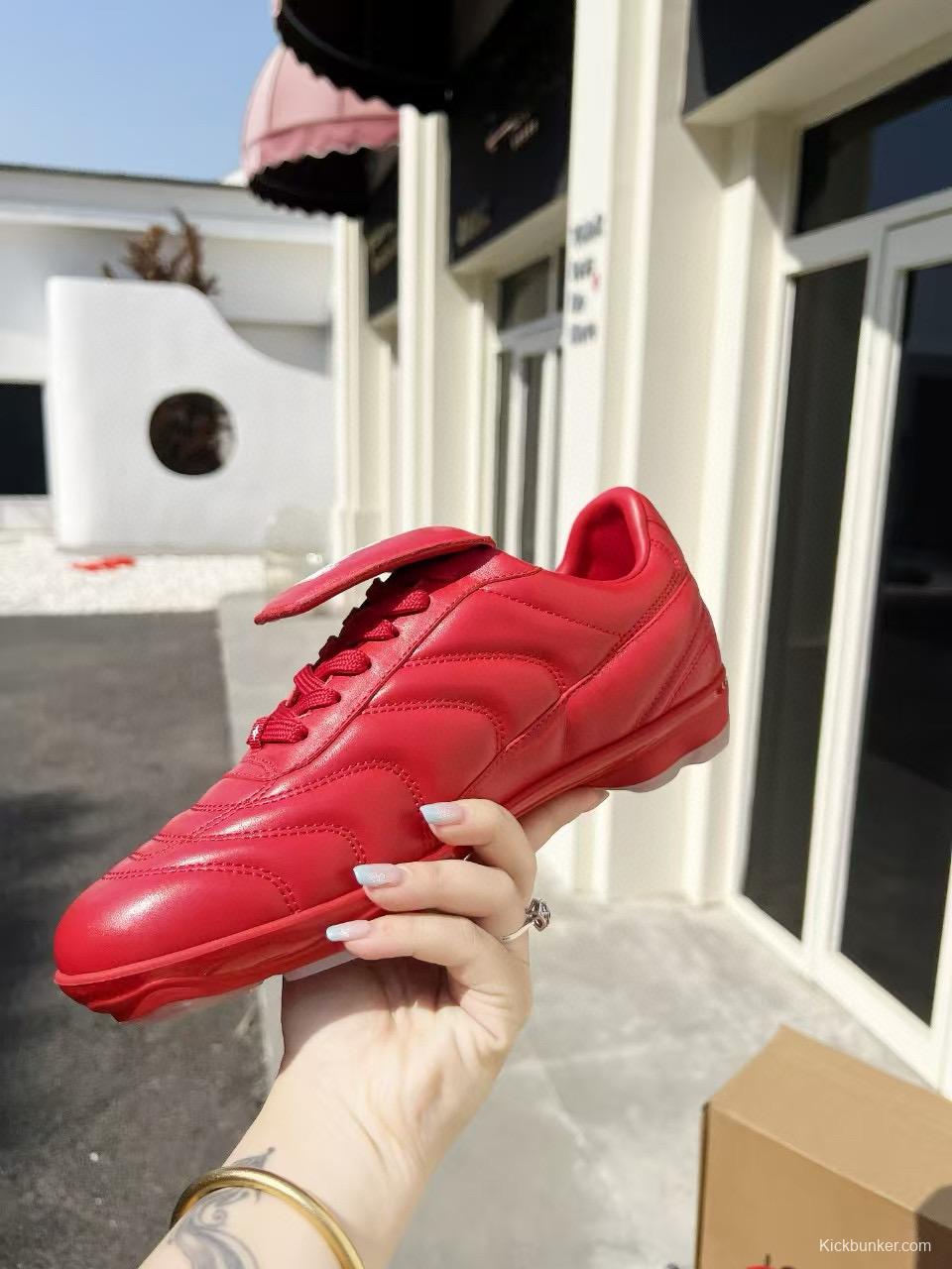 2025 Unisex Louis Vuitton Red Leather Sneakers MJ00380