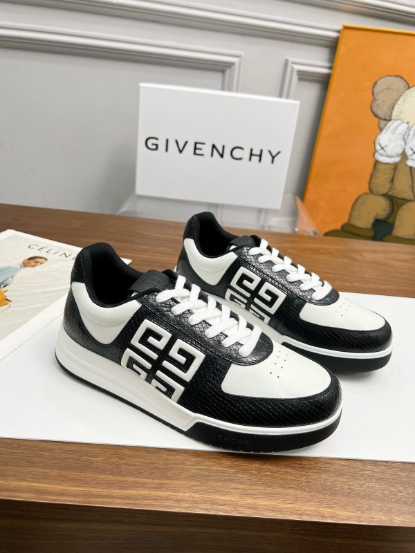 2024 Unisex Givenchy Black White Leather Sneakers