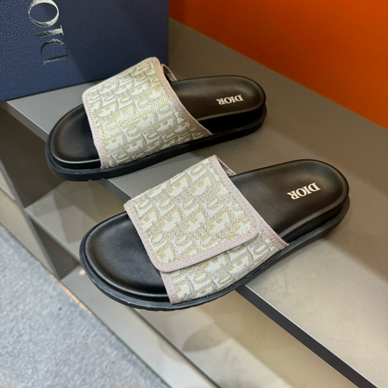 2024 DIOR beige black fabric slippers MJ00180