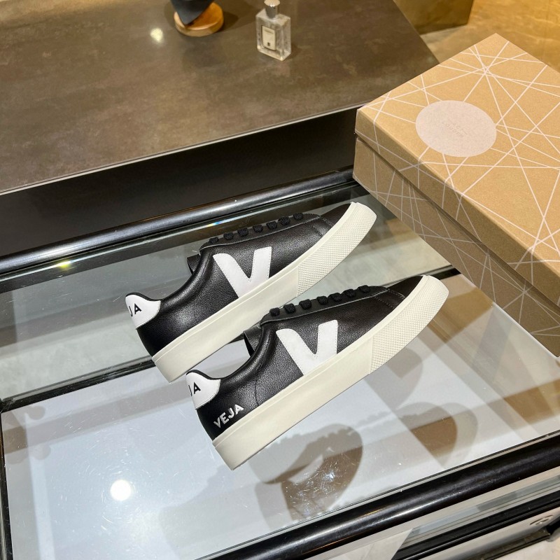 2025 Unisex VEJA Black White Leather Sneakers