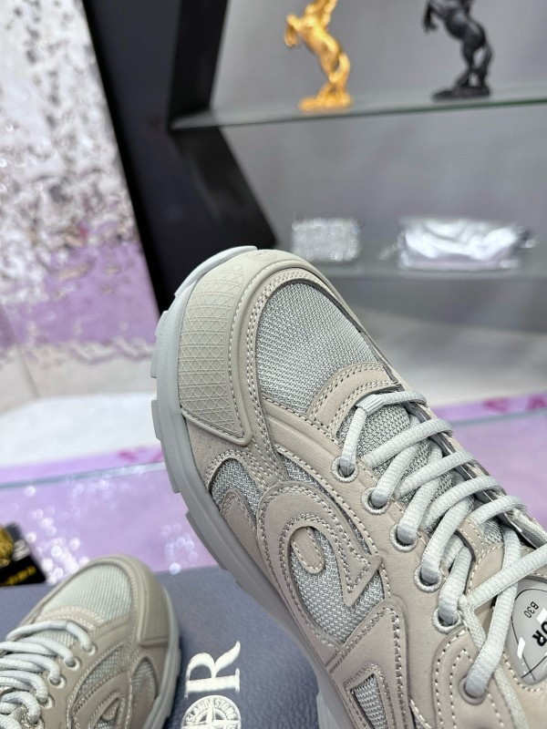 2024 Unisex Dior Stone Island B30 Beige White Mesh Sneakers MJ00330