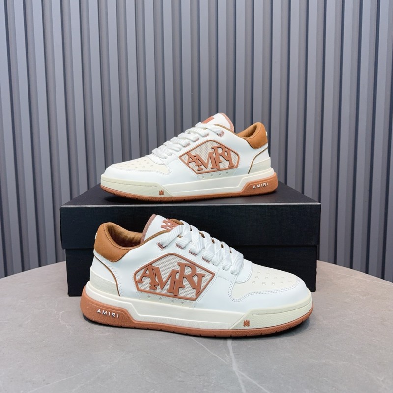 2025 Unisex Amiri White Brown Leather Sneakers MJ00360