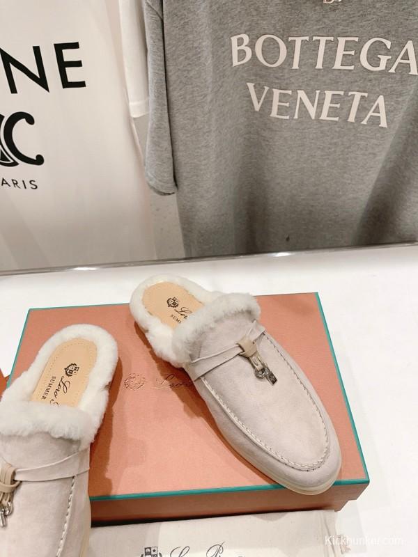 2024 Slippers LP Beige Suede Fur Loafer