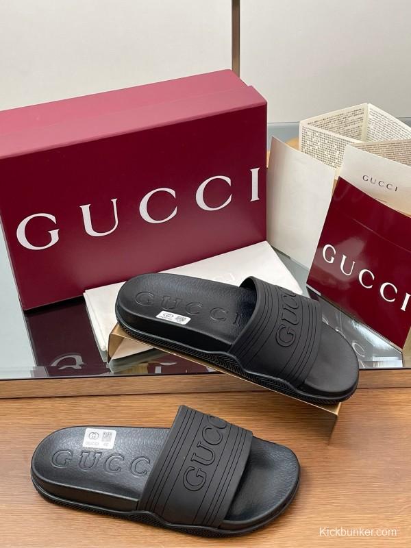 2025 Slippers Gucci Black Rubber Slippers LY00175
