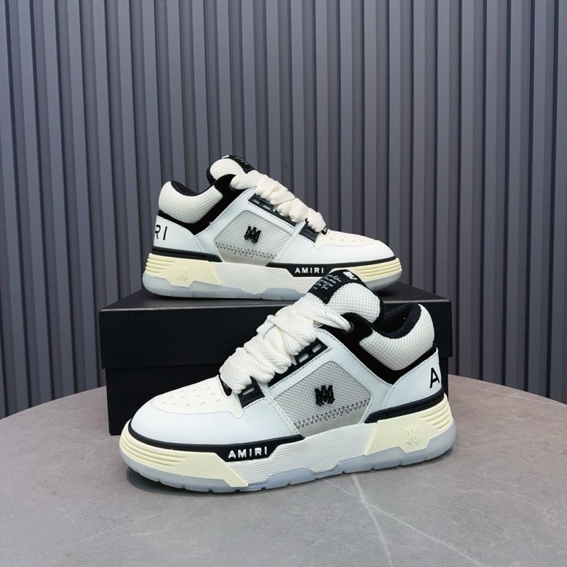 2024 Unisex Amiri White Black Leather Sneakers MJ00360