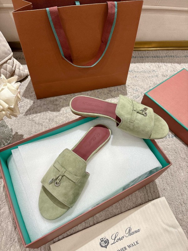 2025 Slippers LP Light Green Suede Slippers