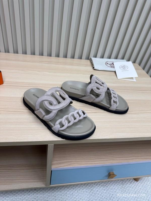 2025 Slippers Hermès Grey Suede Slippers