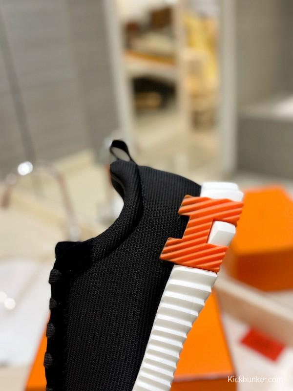2024 Unisex Hermès Black Imported Silk Glazed Calf Suede Synthetic Fabric Sneakers MJ00320