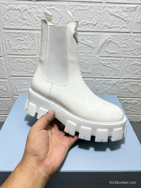 2024 Women Prada White Leather Boots MJ00380