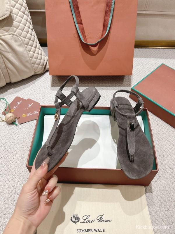 2025 Women LP Gray Suede Sandals LY00360
