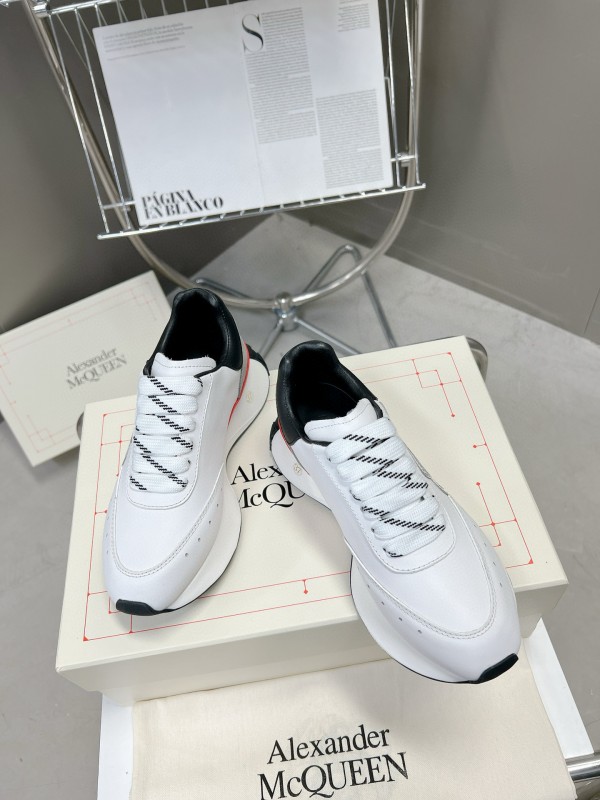 2024 Unisex Alexander McQueen White Black Grey Red Leather Sheepskin Sneakers MJ00370
