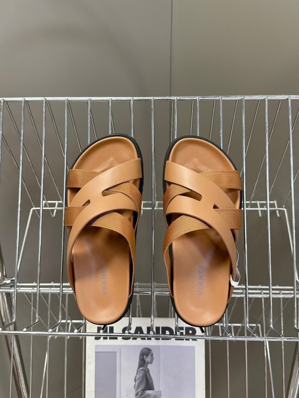 2025 Slippers Hermès Brown Leather Slippers