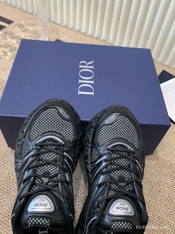 2024 Unisex Dior Black Mesh Leather Sneakers MJ00400