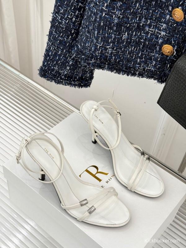 2025 Women Yves Saint Laurent White Leather High Heel Slingback KFY00270