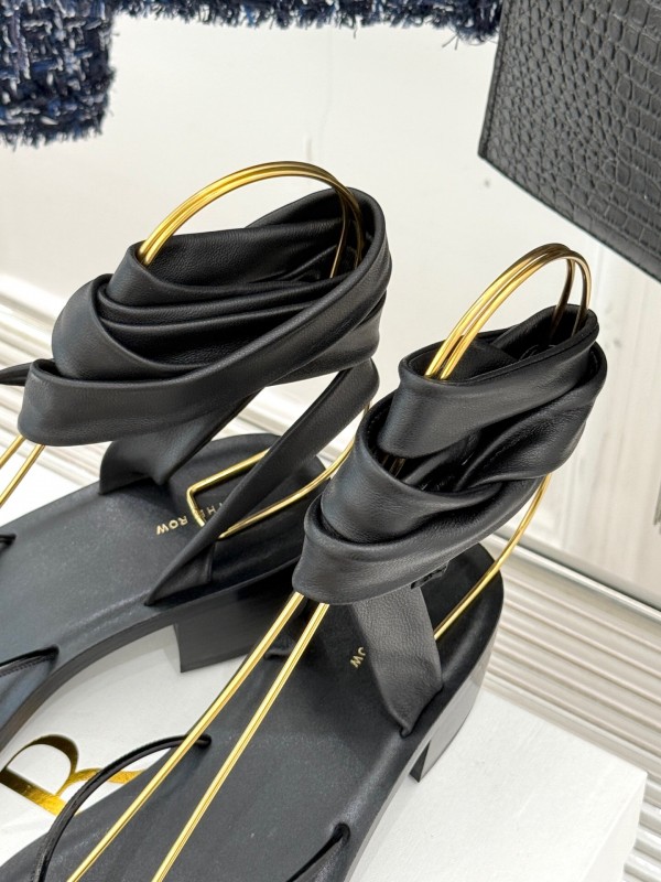 2025 Women Yves Saint Laurent Black Leather Sandal