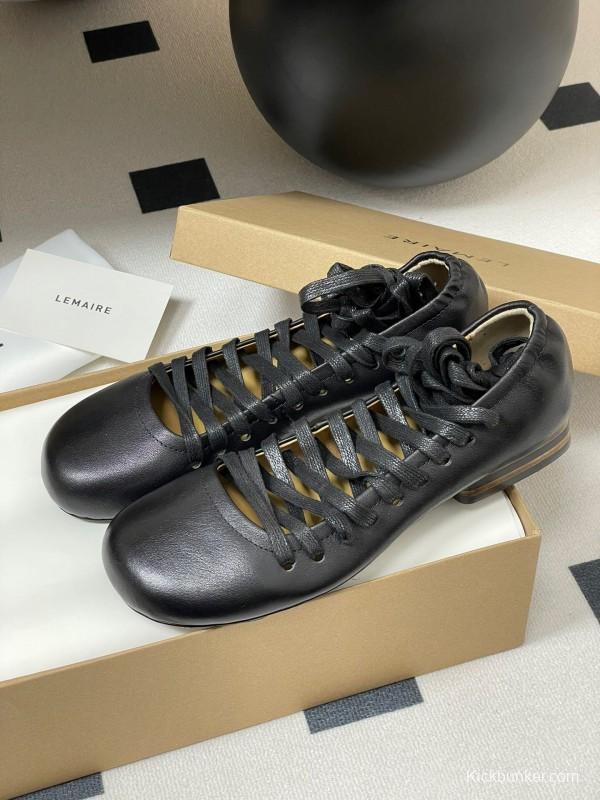 Lemaire 2025 SS Early Spring New Ballet Flats Derby Shoes Flat Sole Chunky Heel Single Shoes - KFY00310