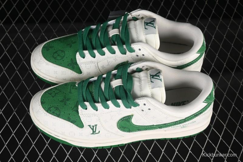 Nike SB Dunk Low LV Collaboration Green Denim Anniversary High-End Custom Low-Top Casual Skate Shoes - SC9772-805