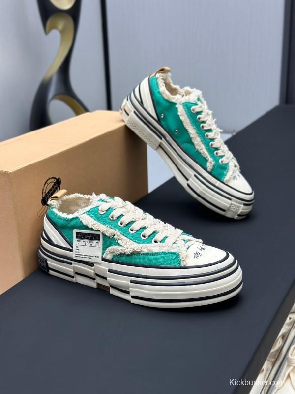 2025 Unisex XVESSEL Green White Canvas Low-Top Vulcanized Sneakers AS00240