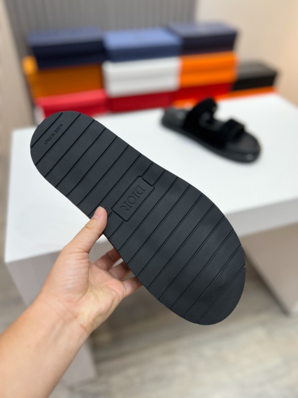 2025 Men Dior Black Leather Slippers AS00190
