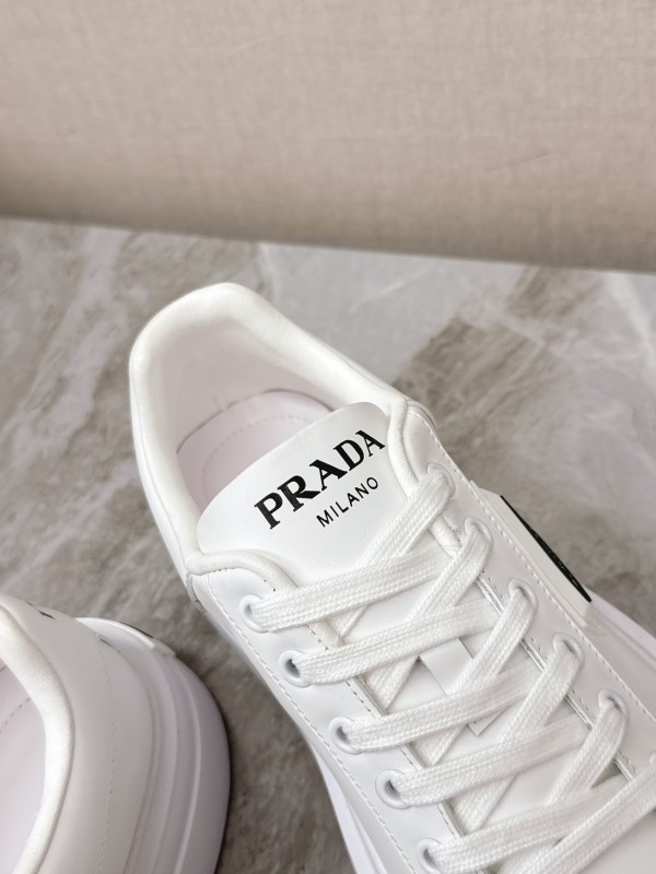 2025 Unisex Prada White Calf Leather Sneakers Retro Thick Sole KFY00290