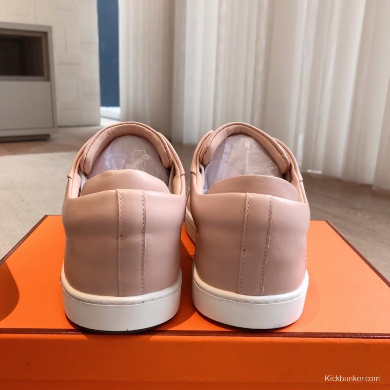 2025 Women Hermès Pink Leather Sneakers AS00380