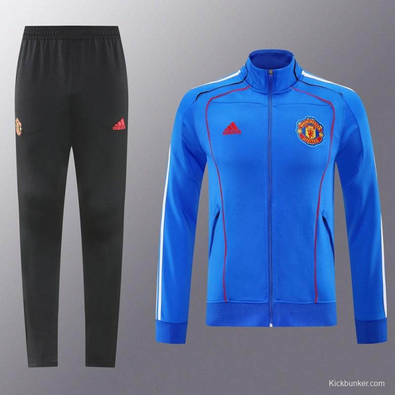 25/26 Manchester United Blue Full Zipper Jacket +Long Pants