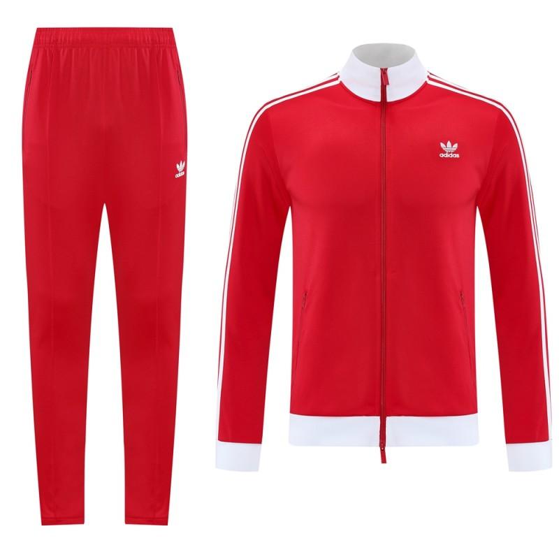 2025 Adidas Original Red Full Hoodie Zipper Jacket +Long Pants
