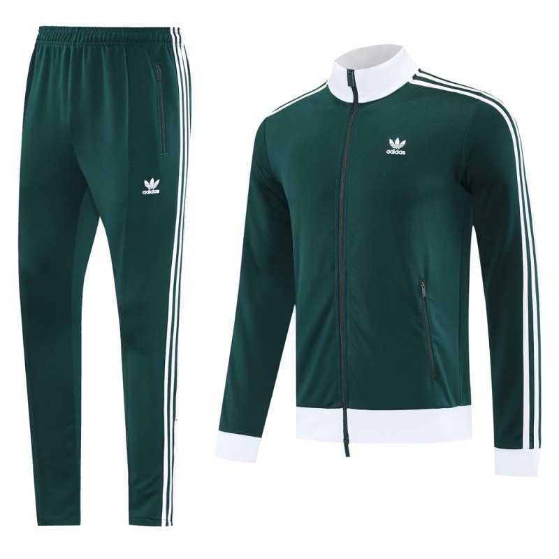 2025 Adidas Original Green Full Hoodie Zipper Jacket +Long Pants
