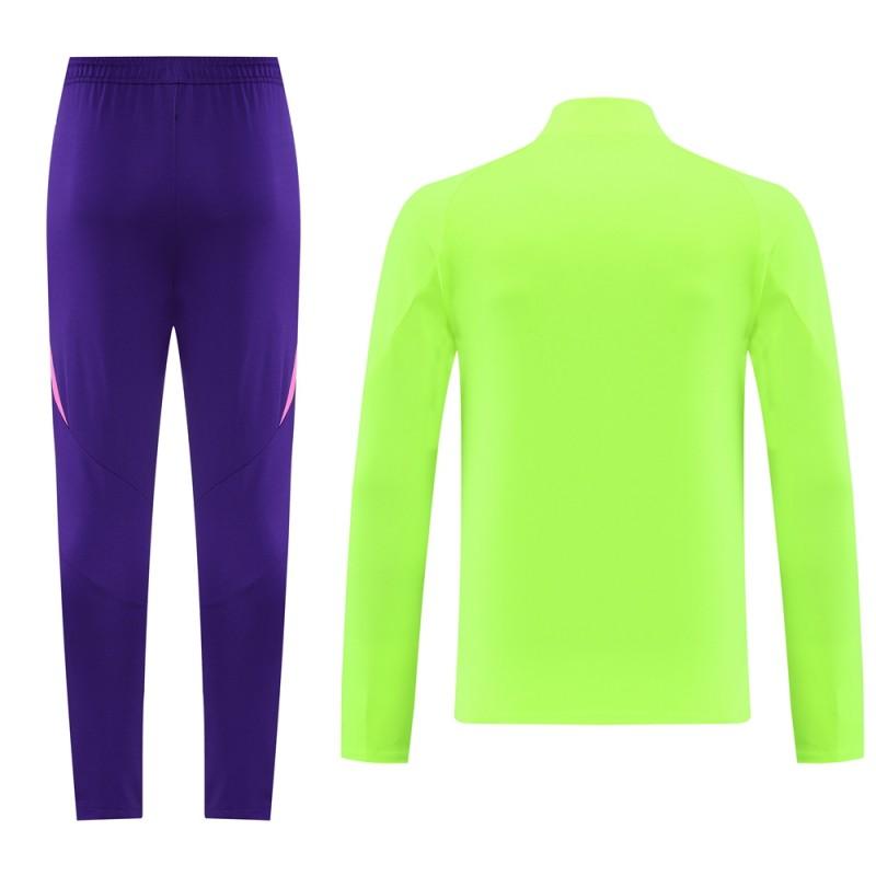 2025 Adidas Purple/Neon Green Half Zipper Jacket +Long Pants