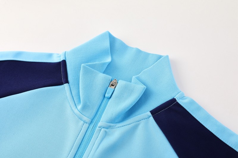 2025 Nike Air Tracksuit Set - Light Blue with Navy Accents Full Zipper Jacket + Long Pants