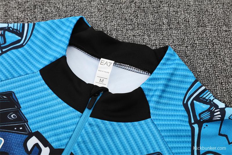 25/26 Napoli Light Blue Camouflage Half Zipper Jacket+Long Pants