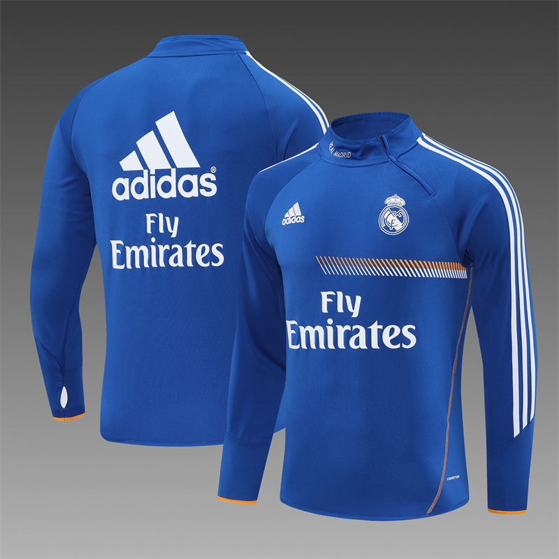 Retro 13/14 Real Madrid Color Blue Half Zipper Jacket