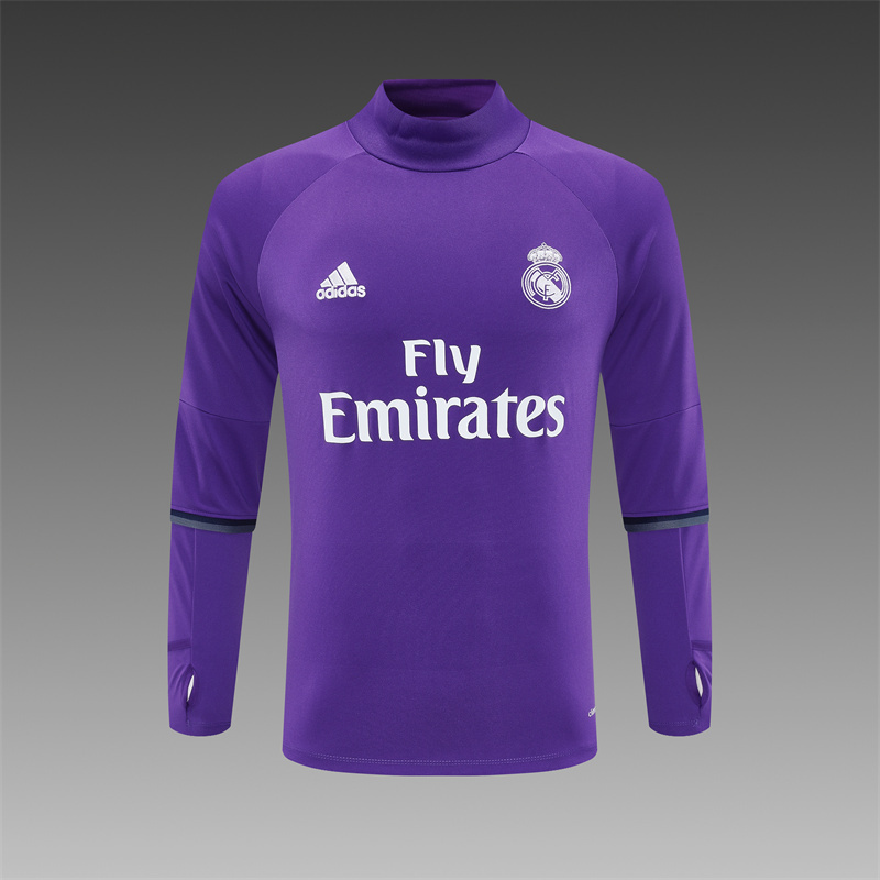 Retro 16/17 Real Madrid Purple Half Zipper Jacket