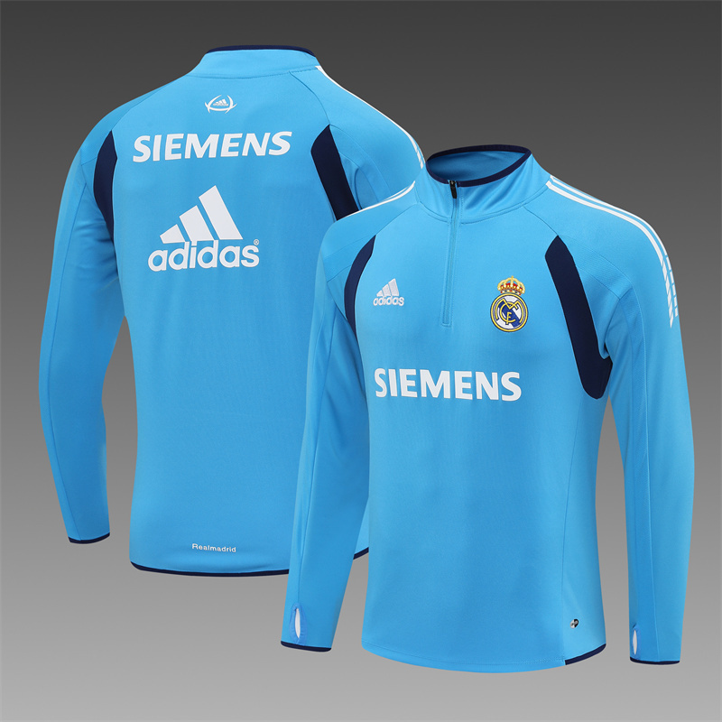 Retro 05/06 Real Madrid Light Blue Half Zipper Jacket