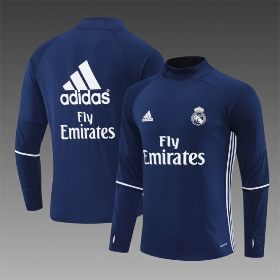 Retro 16/17 Real Madrid Royal Blue Half Zipper Jacket+Long Pants