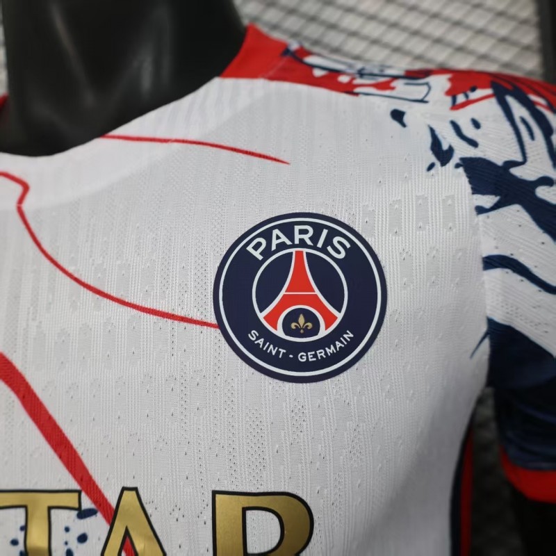 Player Version 25/26 PSG/Paris Saint-Germain White with Abstract Art Pattern Jersey