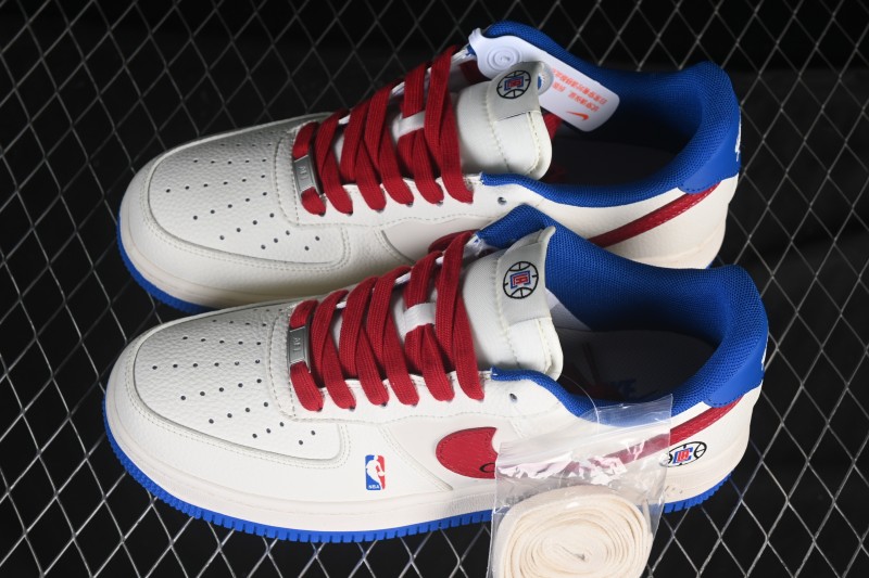 Nike Air Force 1 '07 Low NBA Collaboration Clippers Blue Red Casual Sneakers - QW5606-274