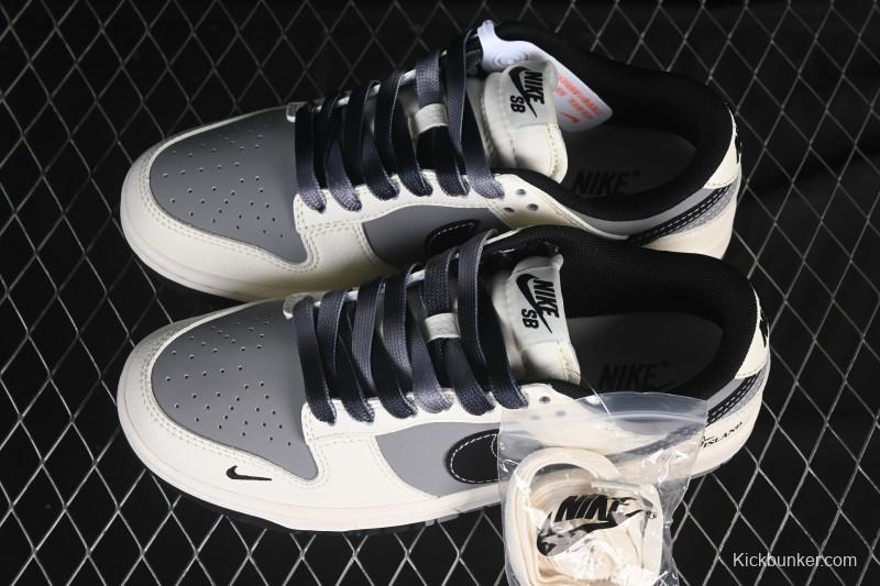 Nike SB Dunk Low Stone Island Collaboration Beige Grey Black Patchwork Anniversary Custom Low-Top Casual Skate Shoes - JP8028-041
