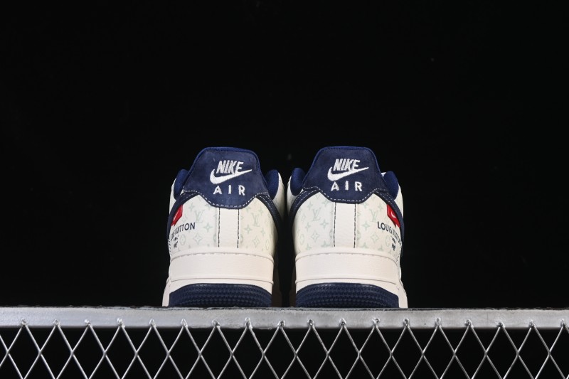 Nike Air Force 1 '07 Low LV Collaboration Print Light Blue Swoosh Casual Sneakers - MZ9588-817
