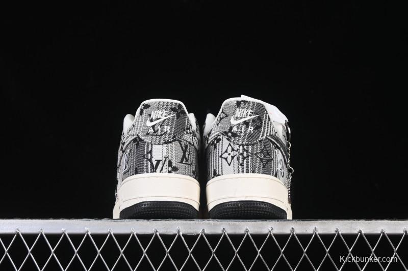 Nike Air Force 1 '07 Low LV Collaboration Gray Floral Canvas Casual Sneakers - DF0188-077