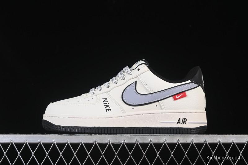 Nike Air Force 1'07 Low Beige Gray Black Letter Casual Sneakers - JS8028-018