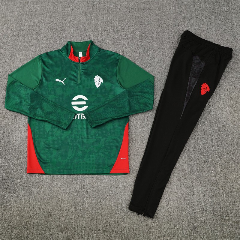 25/26 AC Milan Green Camouflage Half Zipper Jacket+Long Pants