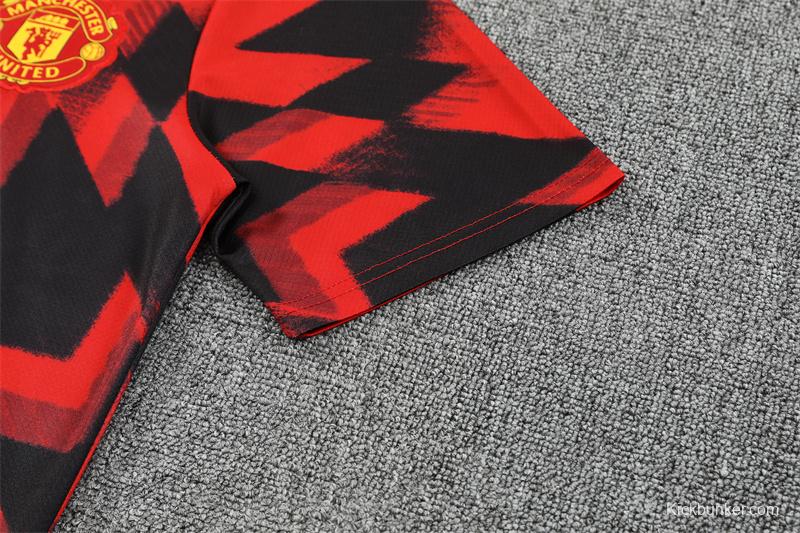 25/26 Manchester United Red Black Camouflage Short Sleeve Jersey+Shorts with XS