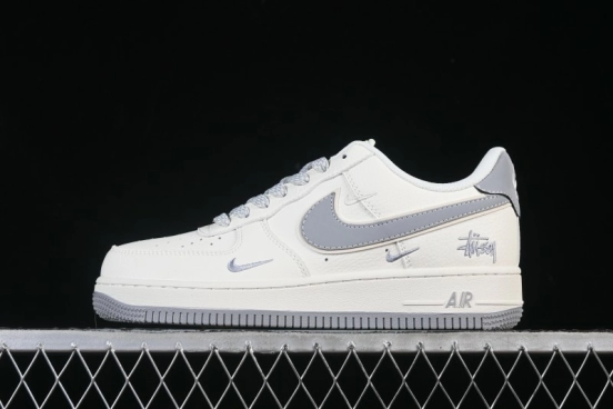 Nike Air Force 1 '07 Low Stussy Sneakers with Grey Swoosh and Full-Length Air Cushion - CS5288-040
